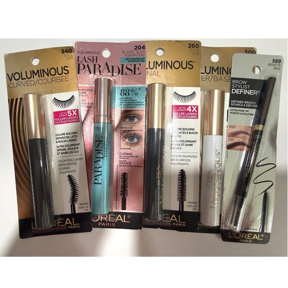 5 Piece L'Oreal Paris Mascara Brow Eye Makeup Set Bundle W/ Retail Over $60 New